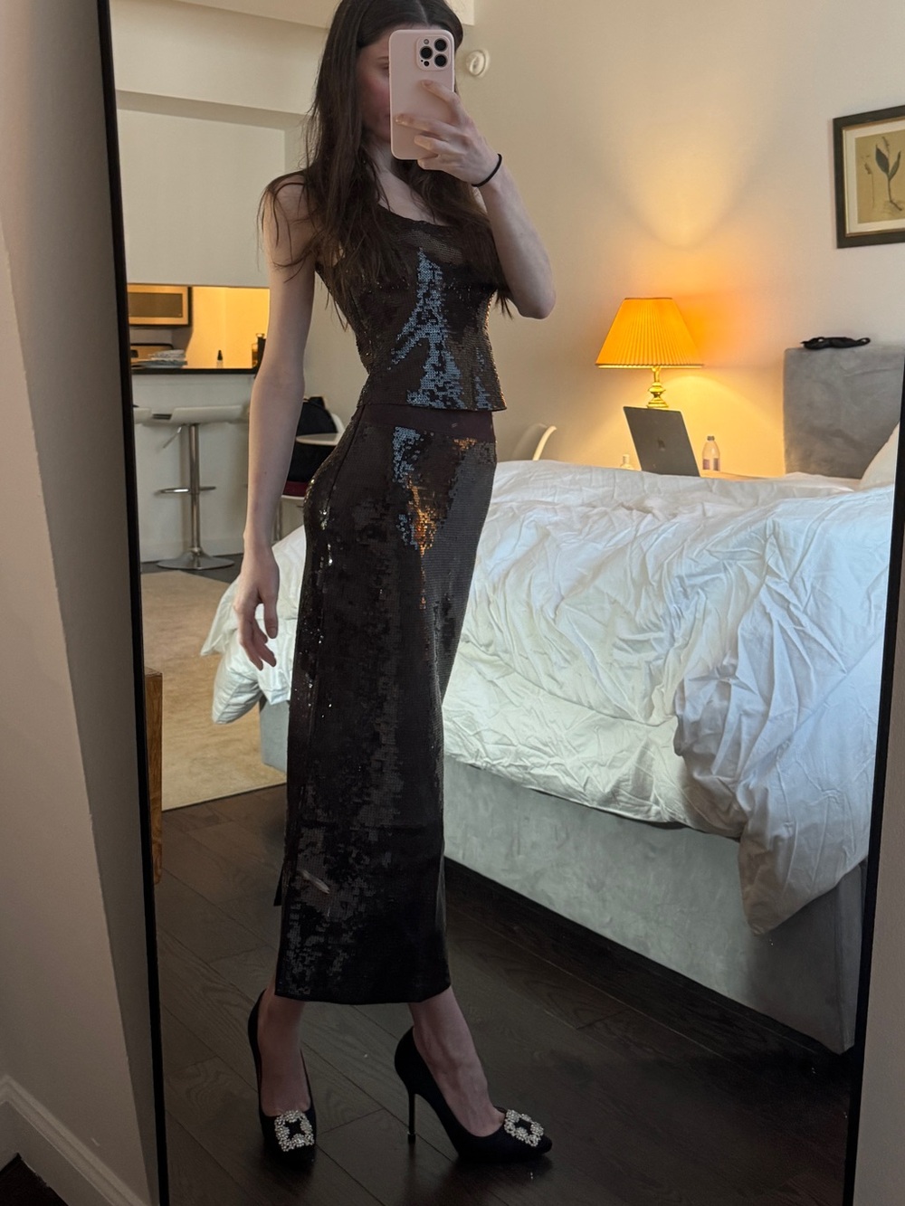 ALC sequin two piece skirt and top